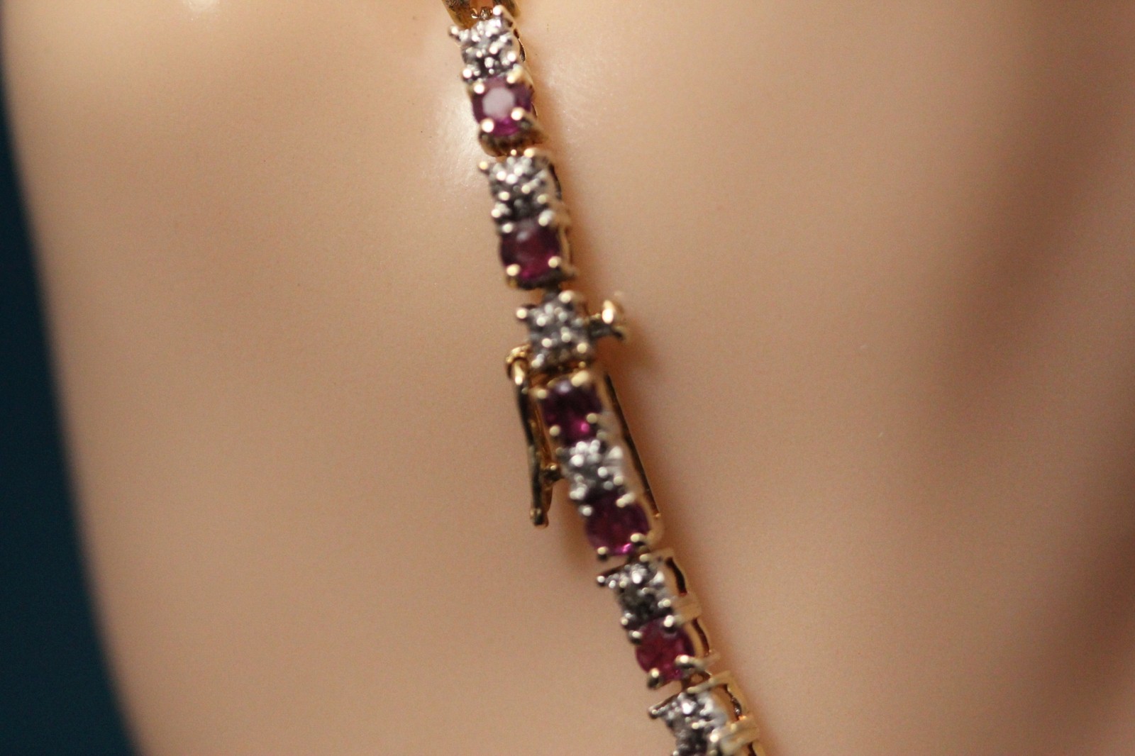 14K Yellow Gold Round Ruby & Diamond 7.5″ Tennis Bracelet 8.8 Grams (BR5028)