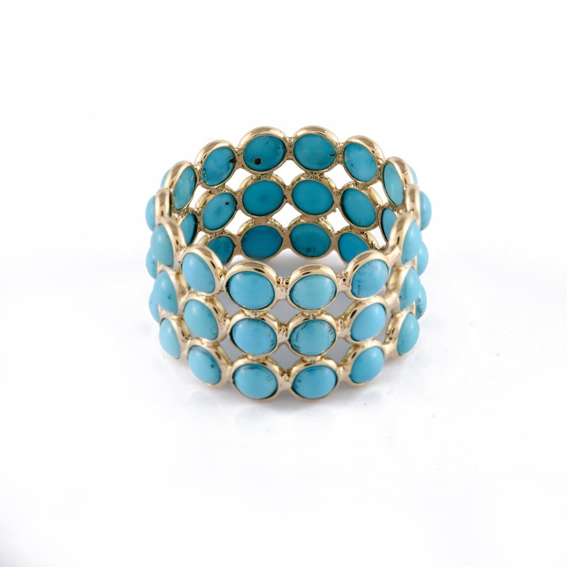 Natural Turquoise Band, Minimalist Ring, Triple Eternity Band, 925 Silver Ring