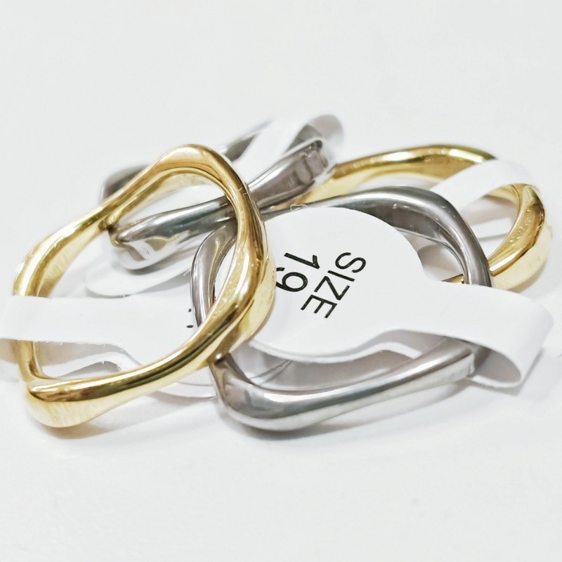 36Pcs Inner Round Outer Square Stainless Rings Stackable Unisex Two Tone Jewelry