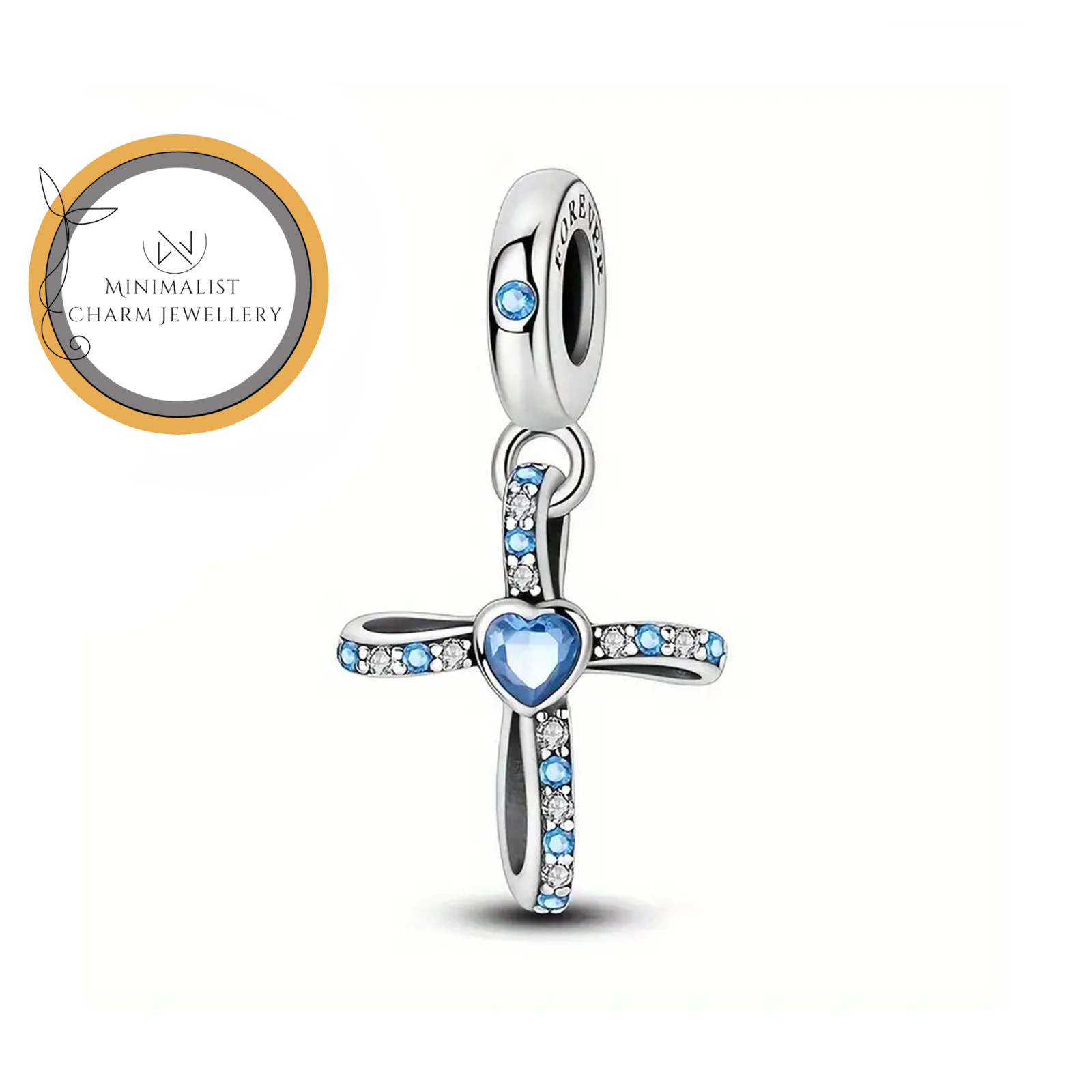 Cross Heart Charm For Bracelet, Birthday Gifts For Her, Religious Charm