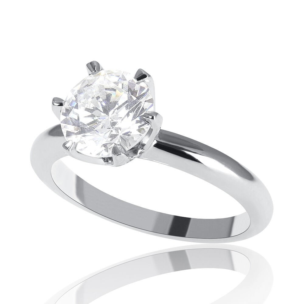 1/2 Carat Affordable Round Cut Diamond Engagement Ring E-F/SI1 14K White Gold