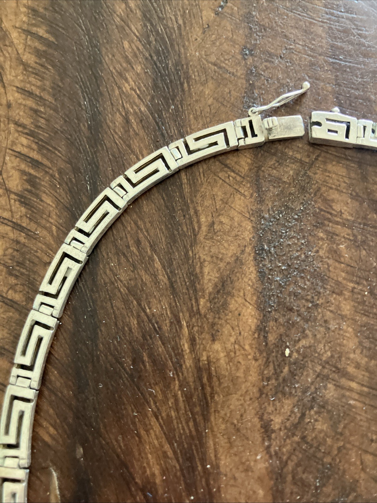 Vintage Beautiful Sterling Silver Greek Key Design Necklace And Bracelet Pair