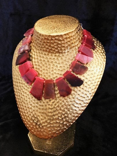 Red Agate Slice Irregular Trapezoid Slab Beads Approx 30x45mm 15.5″ Strand