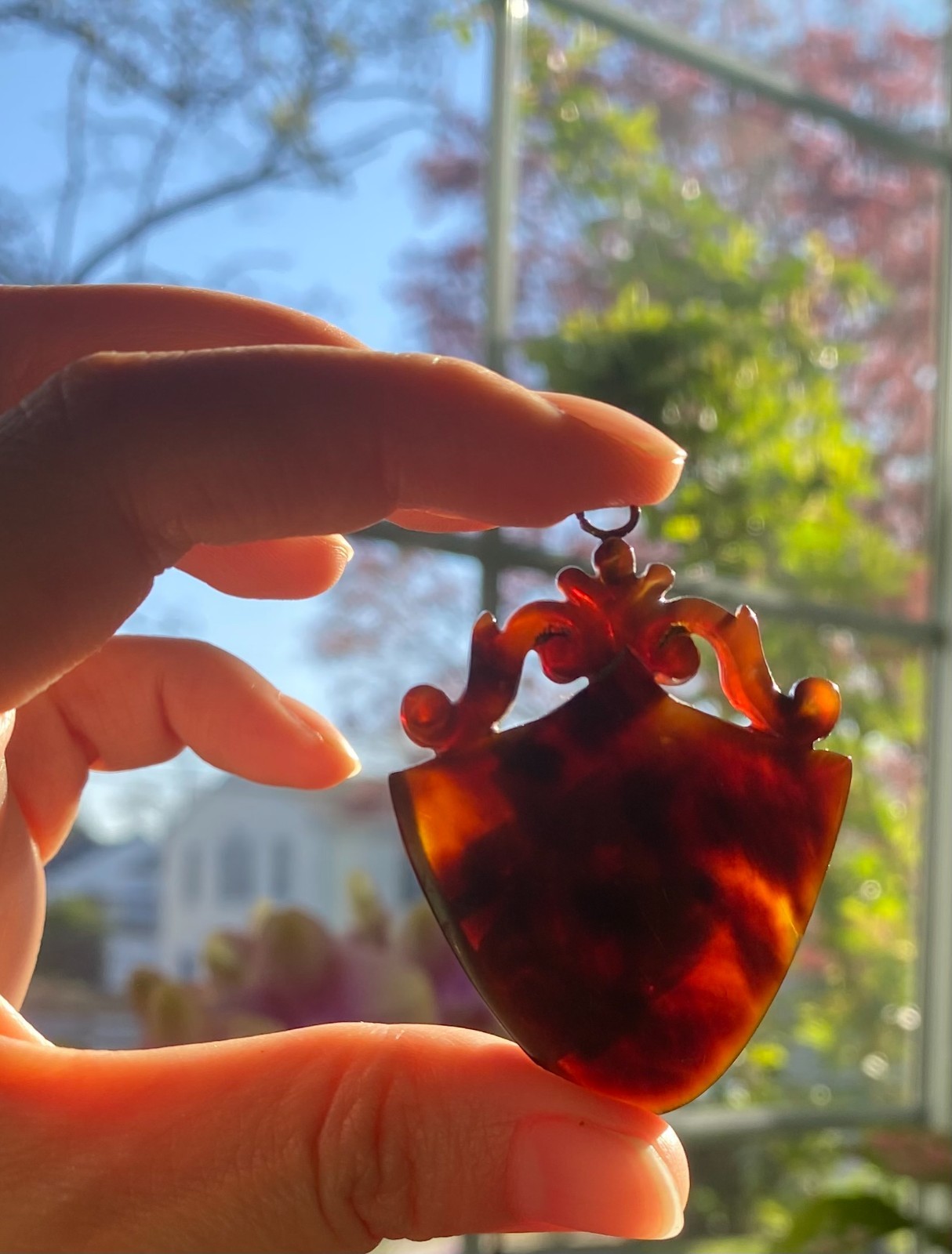 Victorian Tortoiseshell Monogrammed Pendant (Missing a piece) (WW030)