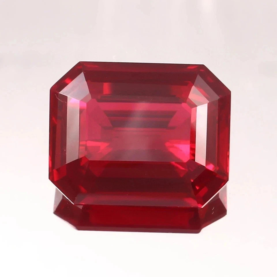 20 Ct Natural Burmese Blood Red Emerald Cut Ruby AGL Certified Loose Gemstone