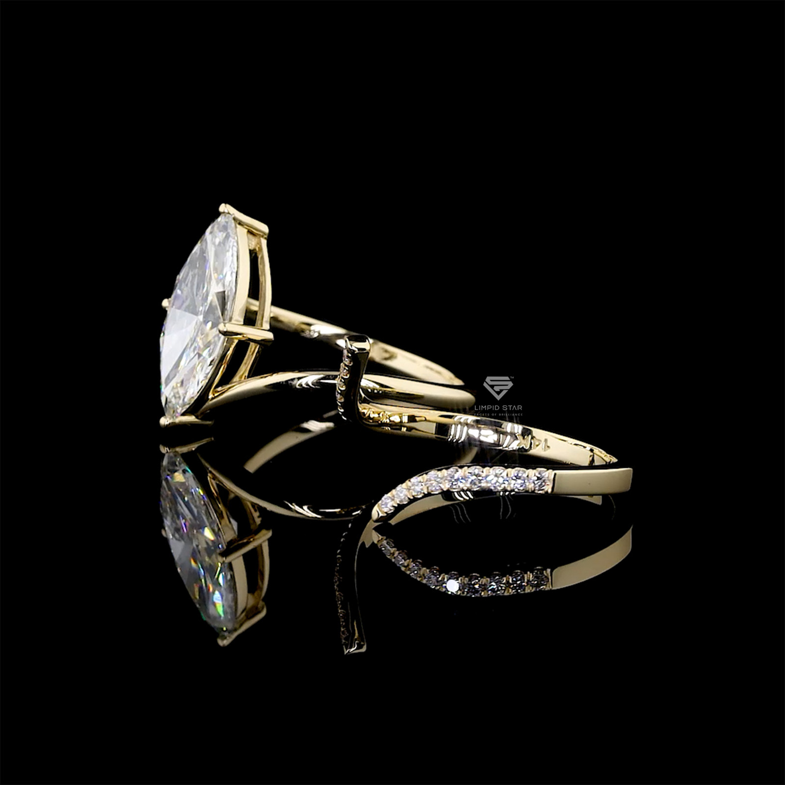 2.40CT Marquise Cut Lab Grown Diamond Ring G VS1 IGI 14K Yellow Gold Size 6