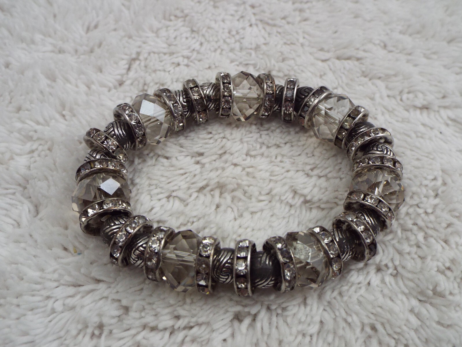 Smoke Crystal Bead Rhinestone Stretch Bracelet (A50)
