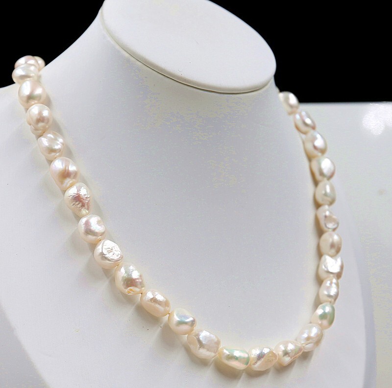 10-12mm baroque southsea white pearl necklace 18 inches 14k