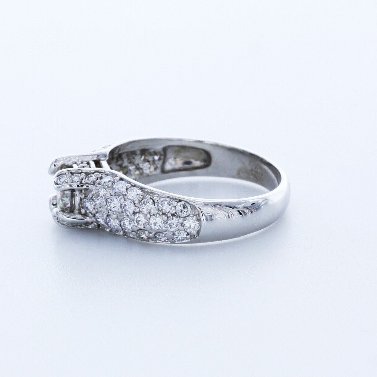 2.0CT Lab-Created Diamond E/VS2 Round Cut 14K Gold 4-Prong Wide Band Accent Ring