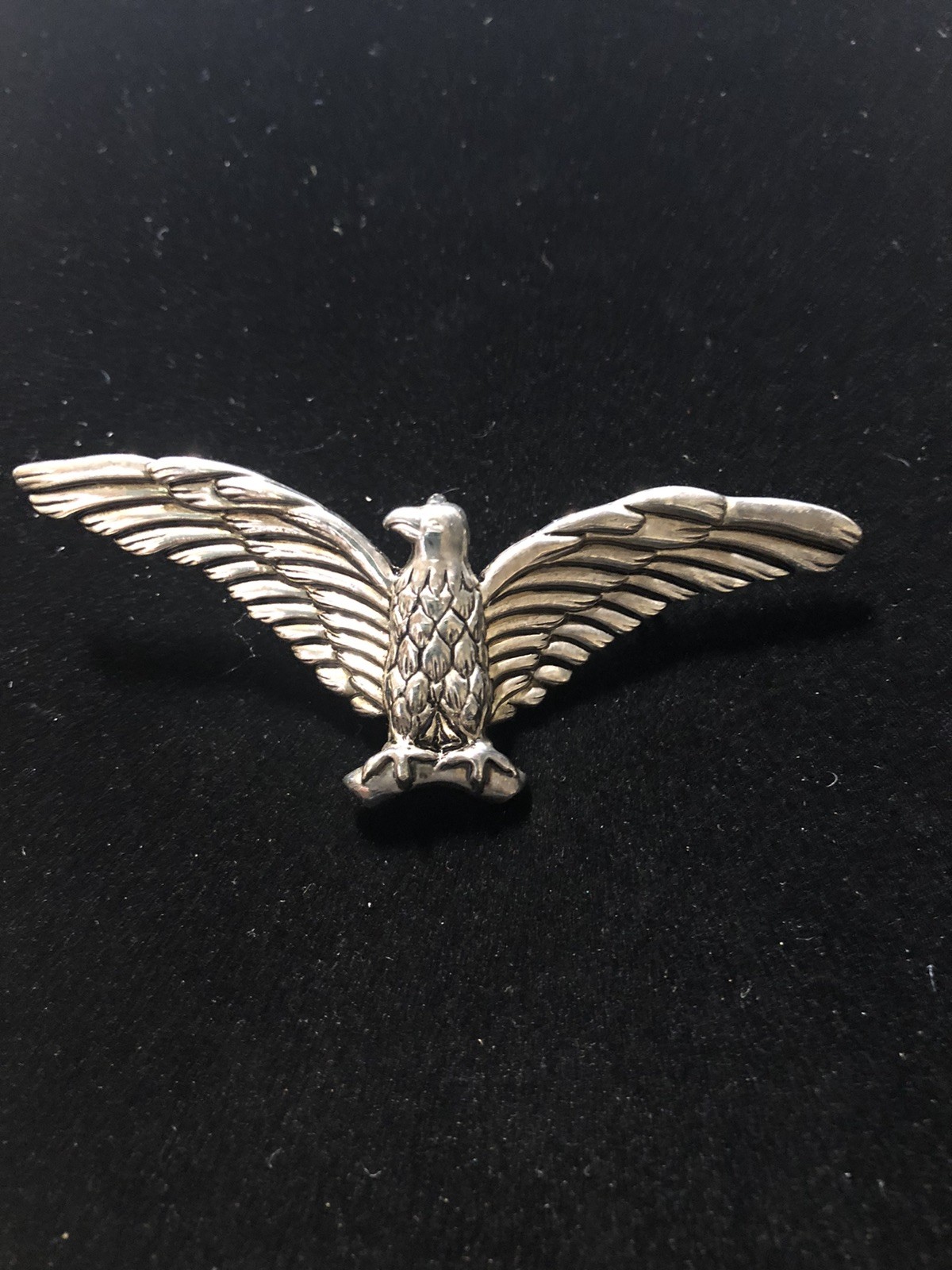 VTG. SILVERTONE AMERICAN EAGLE BROOCH PENDANT 3.5″ X 1.25″