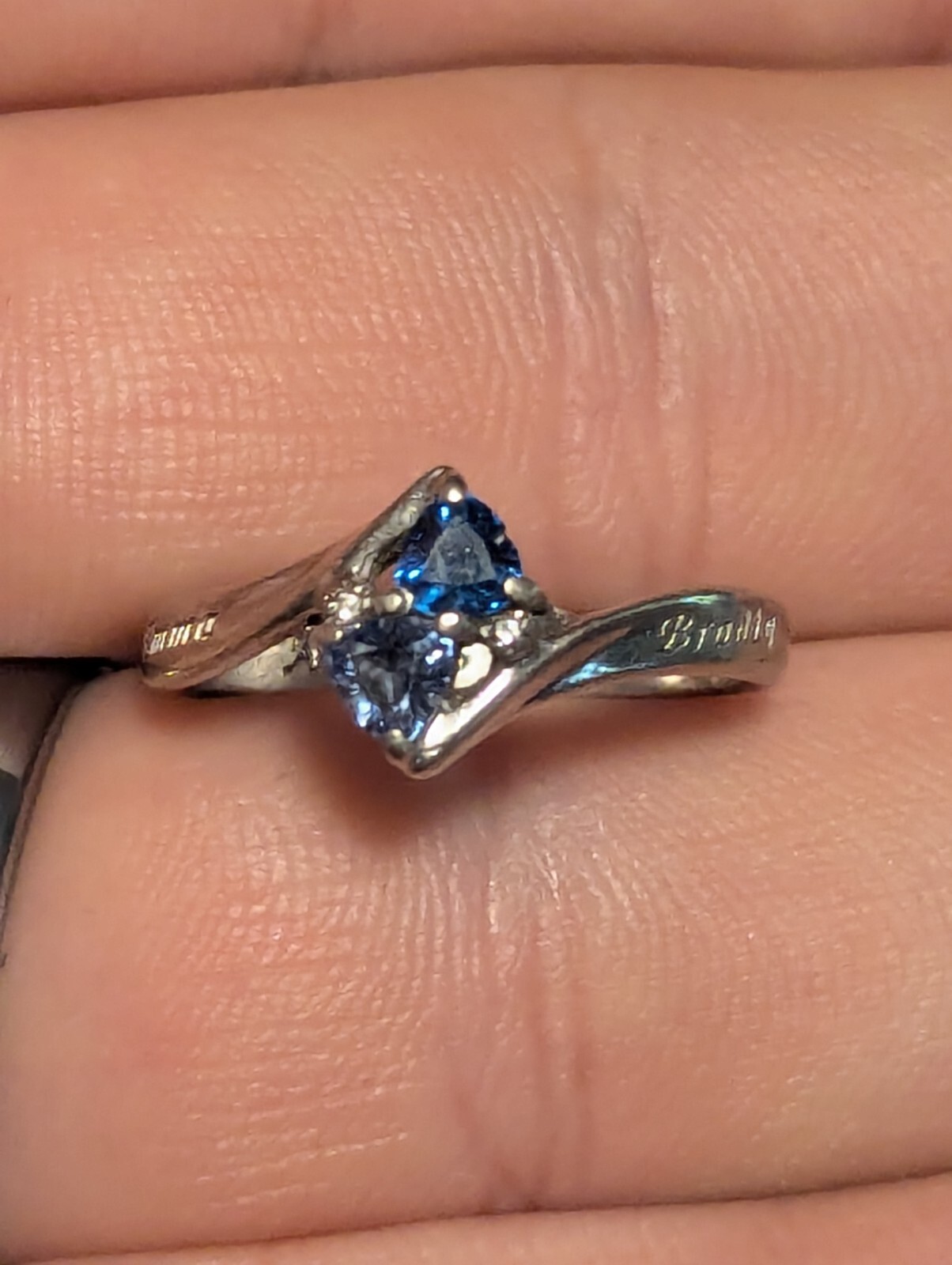 Bradley And Emma, Personalized Sterling Silver Ring Size 8, Topaz And Sapphire