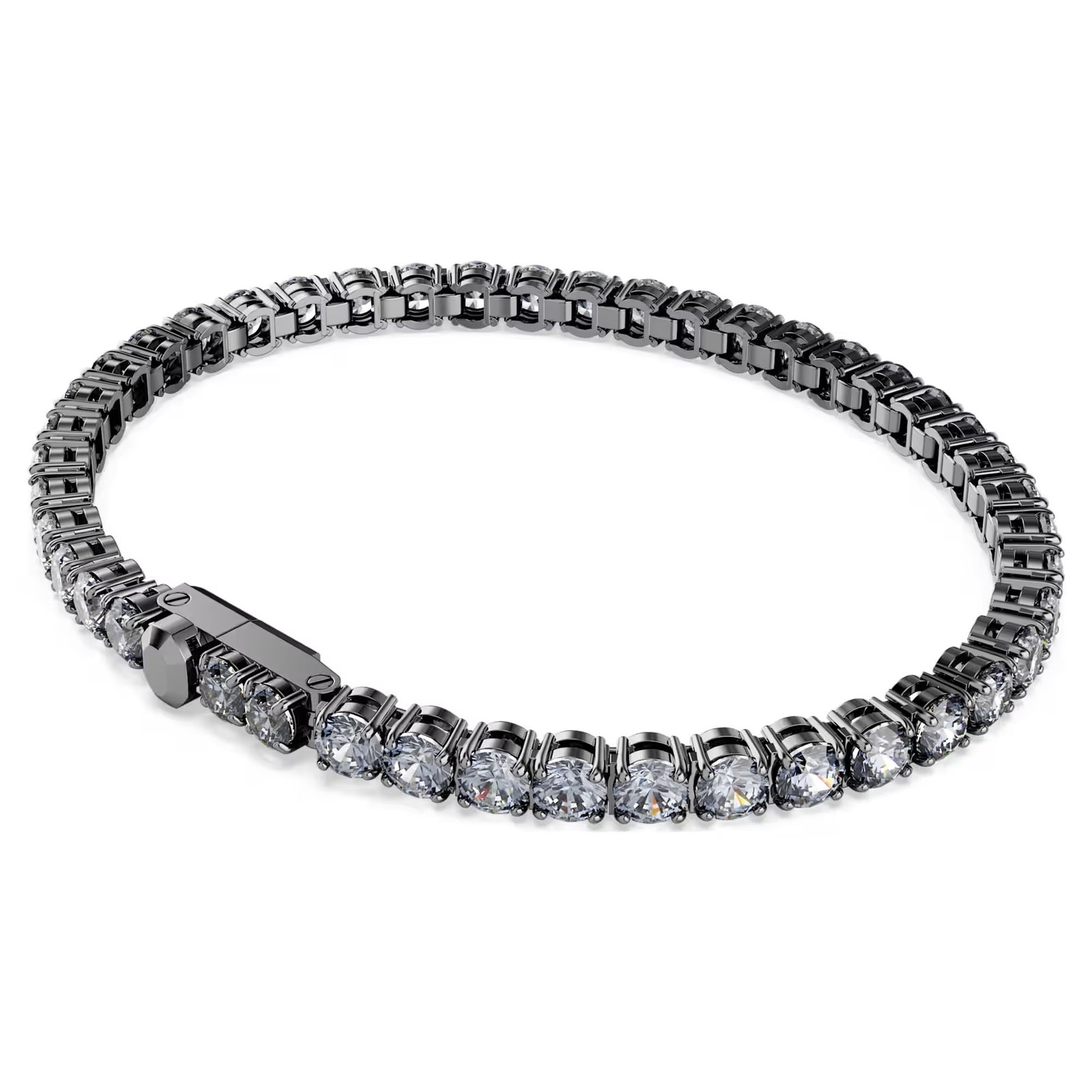 Swarovski Matrix Tennis Bracelet Round Cut, Gray, Ruthenium 5693929 (Size L)