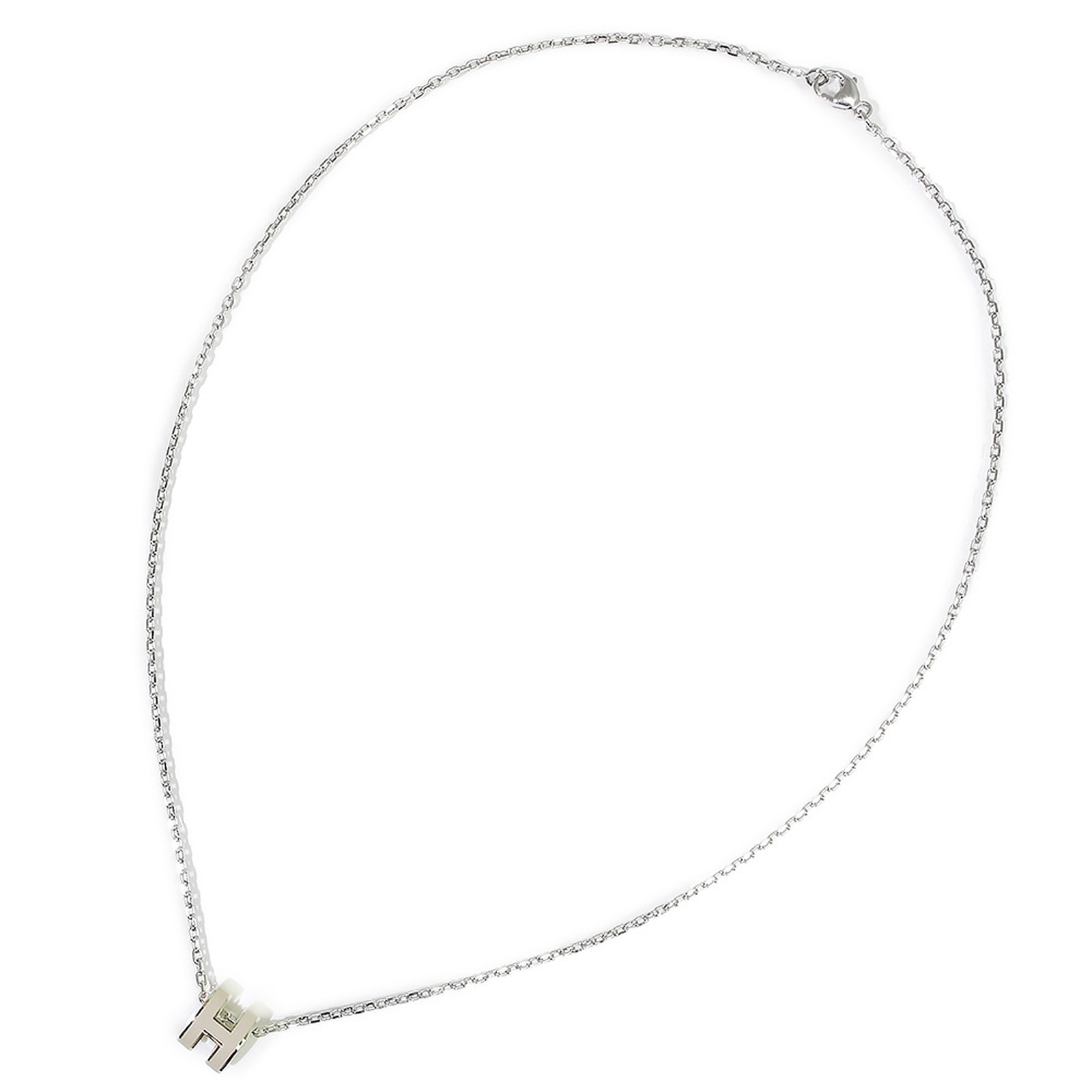 HERMES Pop H Mini Pop H lacquered metal, Marron Glace Pendant / Necklace
