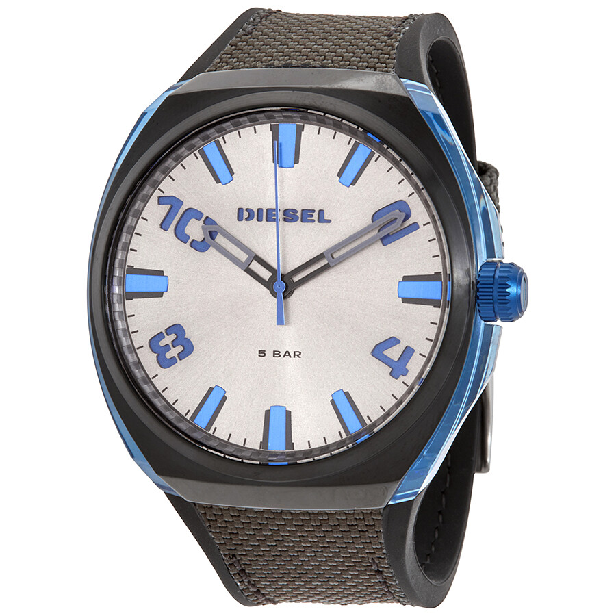 Orologio Uomo DIESEL STIGG DZ1885 Silicone Tessuto Grigio Blu