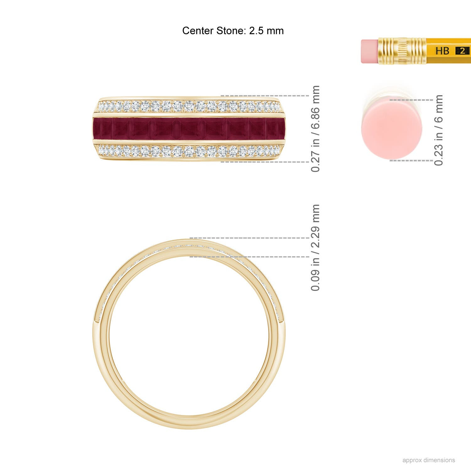 ANGARA Square Ruby and Diamond Half Eternity Band in 14K Gold (1.55 ctw, A)