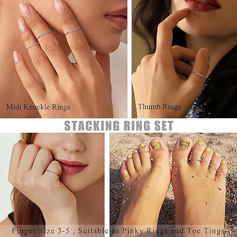 Women Girl 2mm Thin Stackable Ring Stainless Steel Plain Band Gift Size 6-10 USA