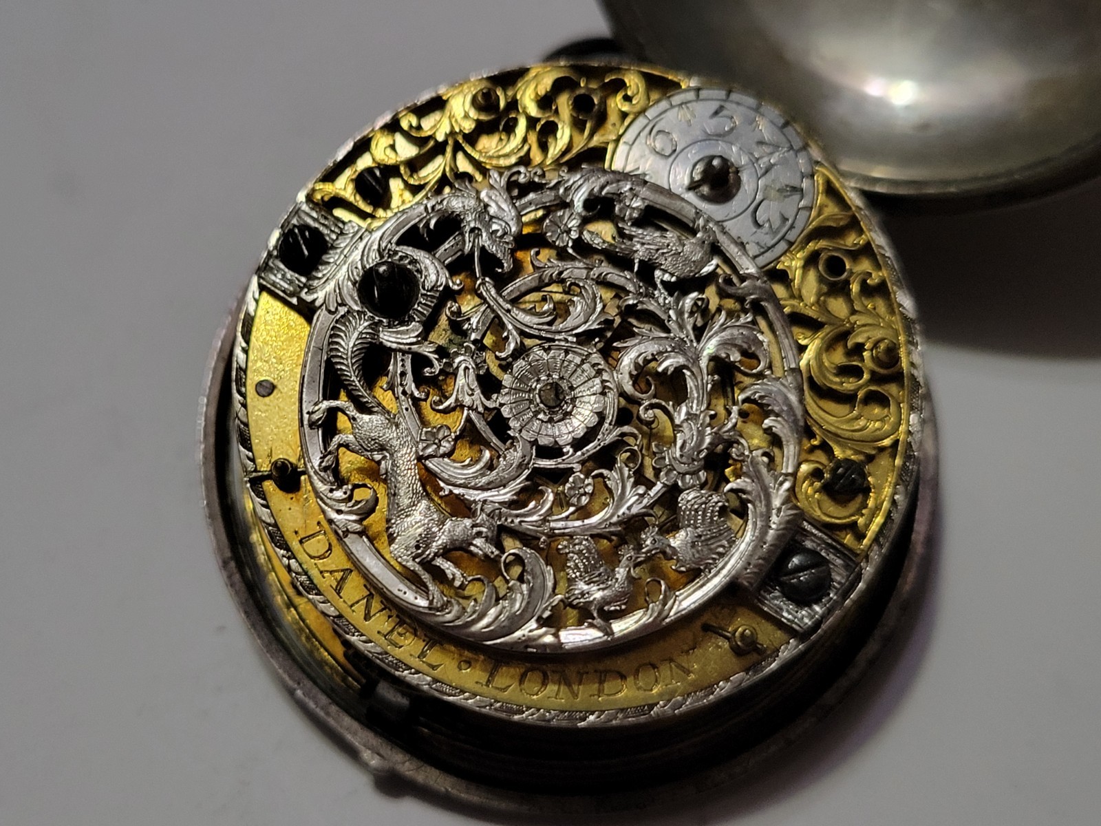 Antique Rare 1710 English Verge Fusee Pocket Watch Silver Pair Cased Calendar