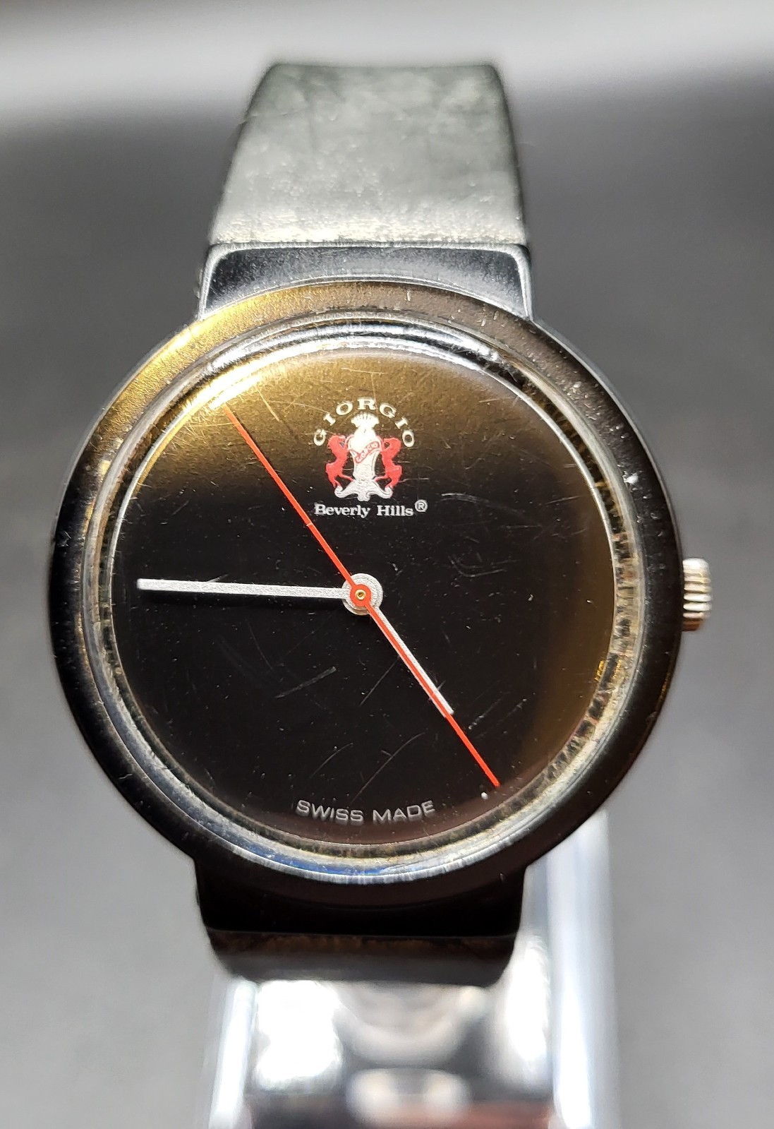 Vintage Swiss Giorgio Beverly Hills Black Unisex Analog 36mm Quartz Watch WR