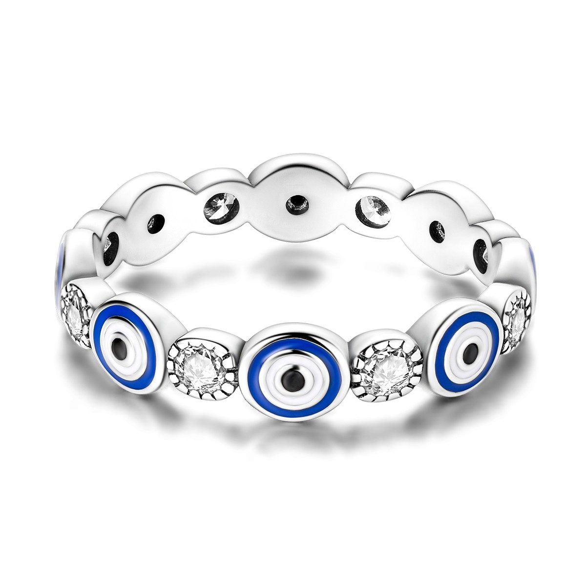 LAZA New 925 Sterling Silver The Blue Eye Faith Finger Ring AAA CZ Women Jewelry