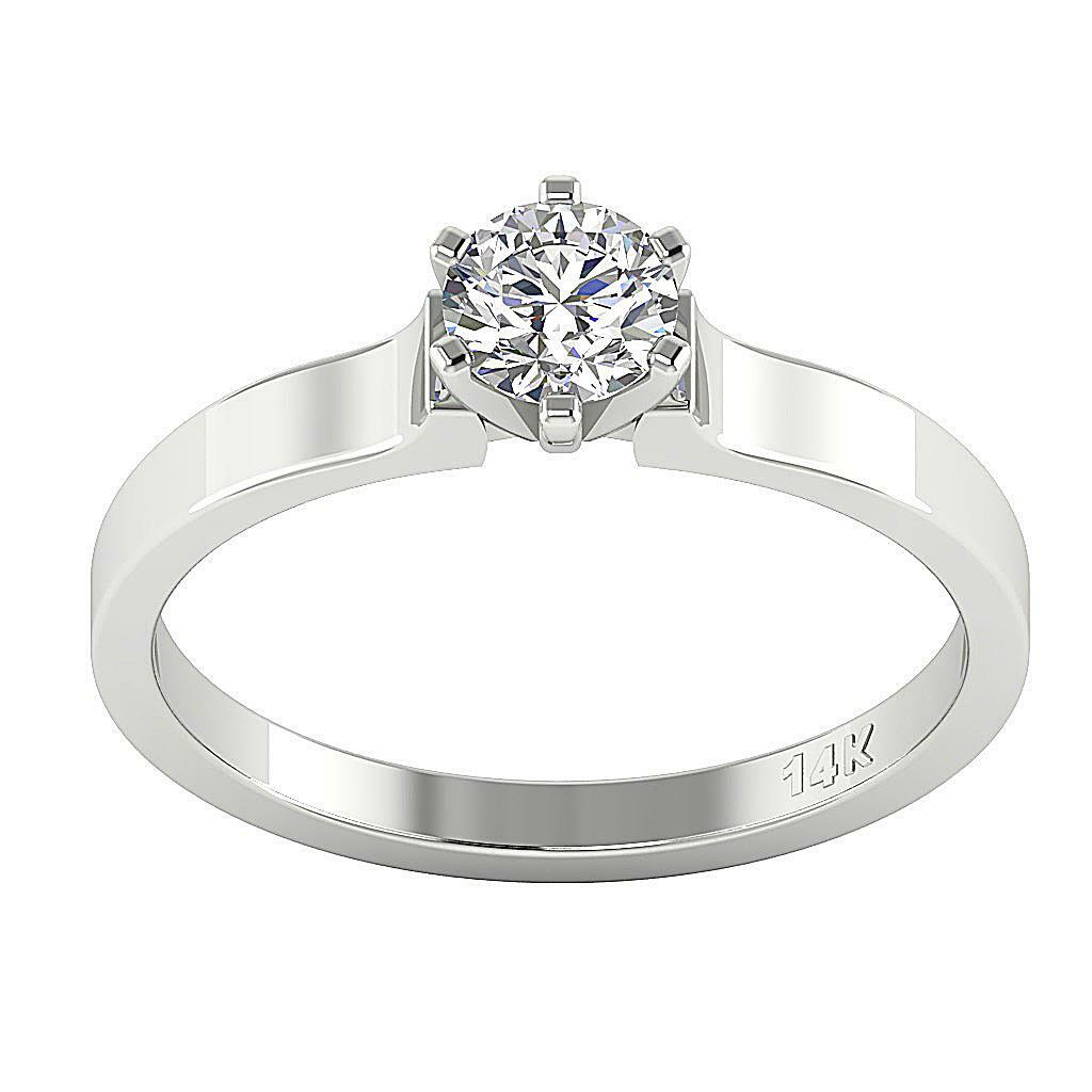 Solitaire Anniversary Ring SI1 G 1/2 Ct Round Cut Diamond 14K White Gold 5.90 MM