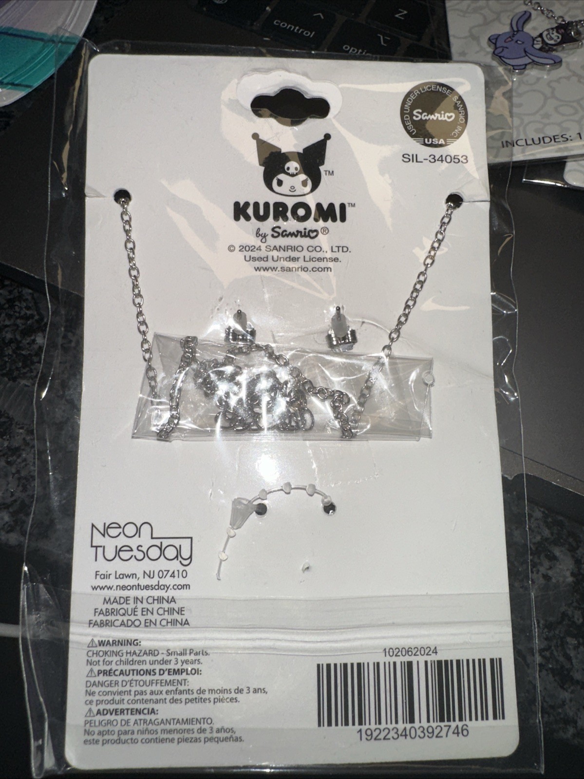 Hello Kitty And Friends, Kuromi Necklace And Earrings Jewelry Set – NIP New