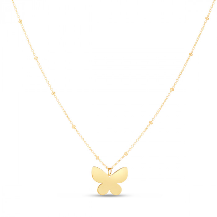 14k Yellow Gold Papillon Butterfly Charm 18″ Extendable Necklace 2.4 Grams