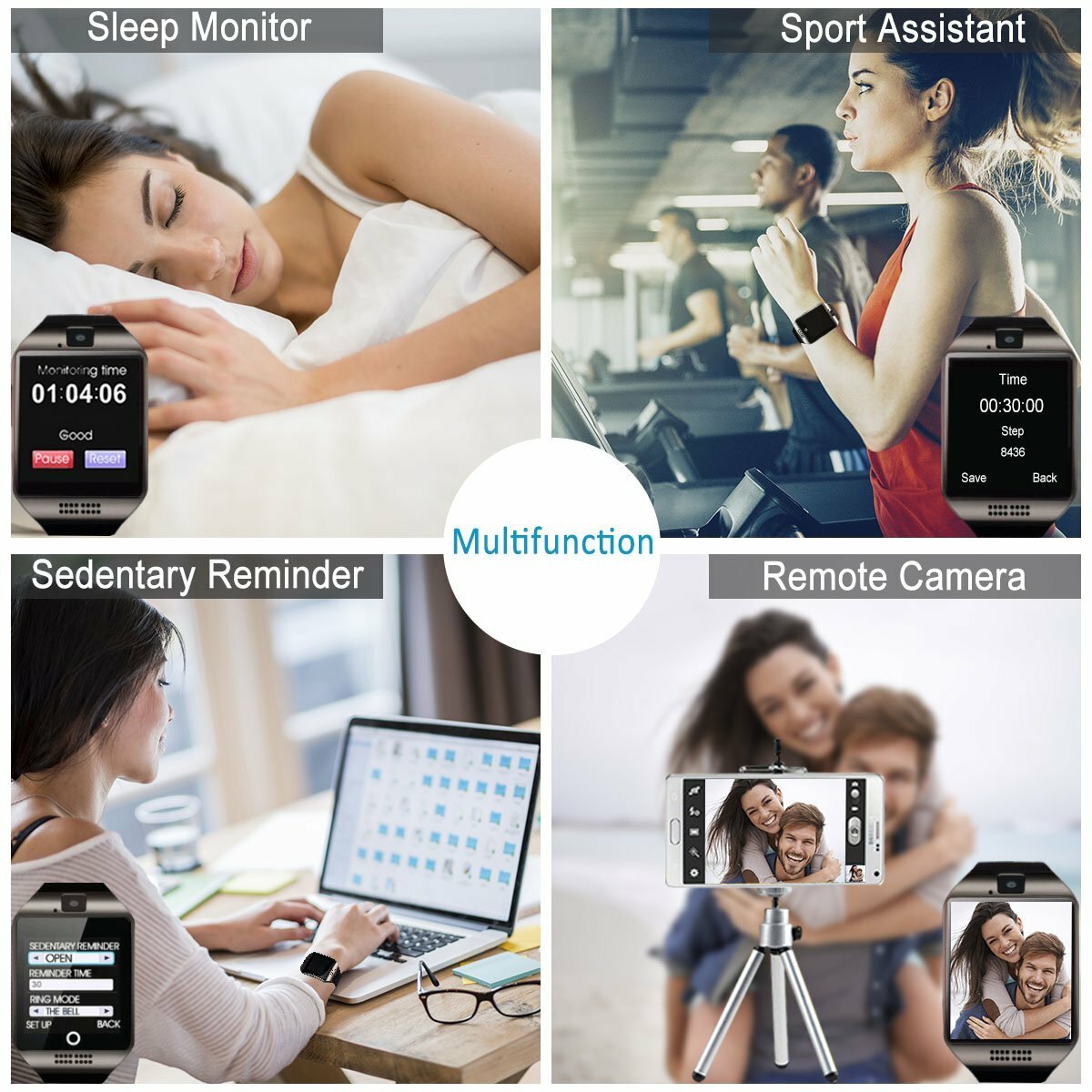 Women Men Unlocked Bluetooth Smart Watch Phone GSM SIM Call Text Speaker Camera