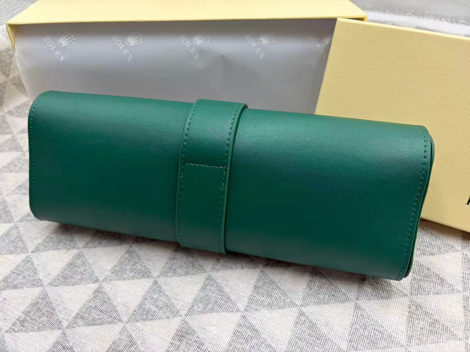 Luxury Green Leather Watch Roll Travel Case 3 Slot Storage Pouch Collector Gift
