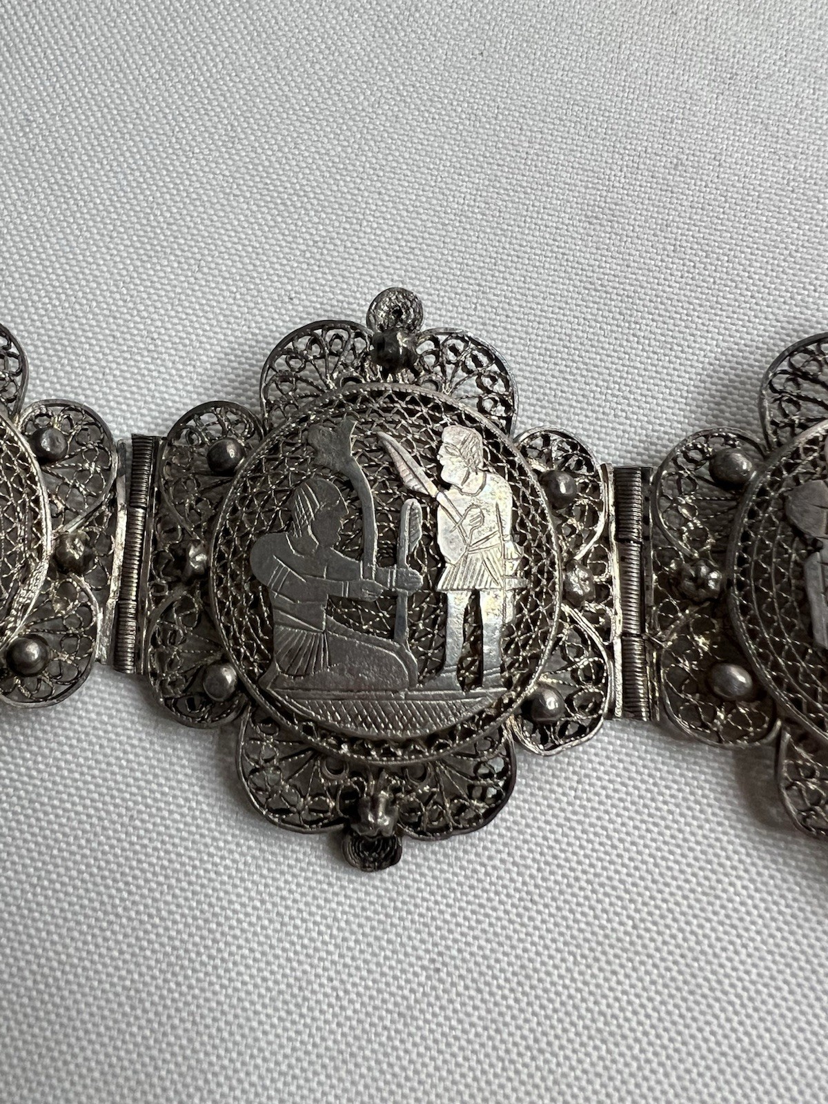 Vintage Egyptian Silver Souvenir Filigree Bracelets Lot Of 2 Made Egypt