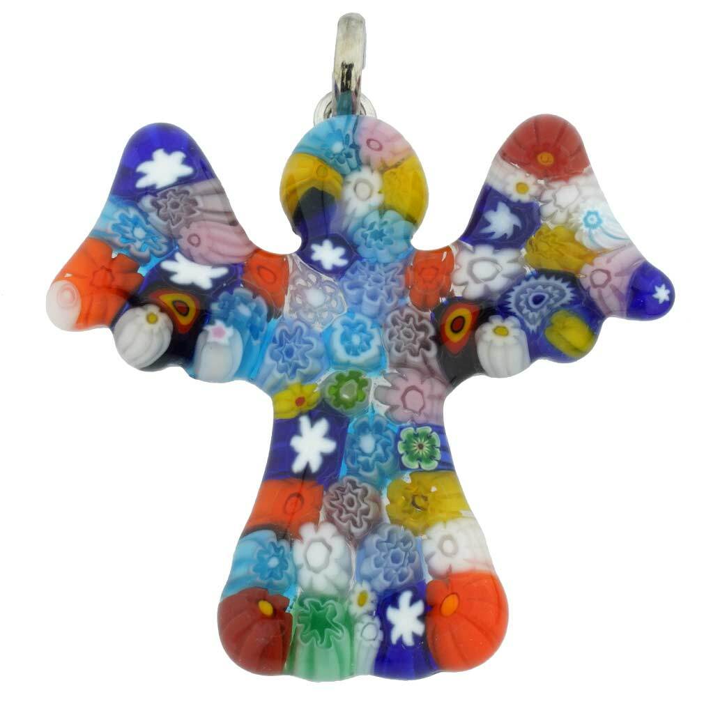 GlassOfVenice Murano Glass Millefiori Angel Pendant – Multicolor