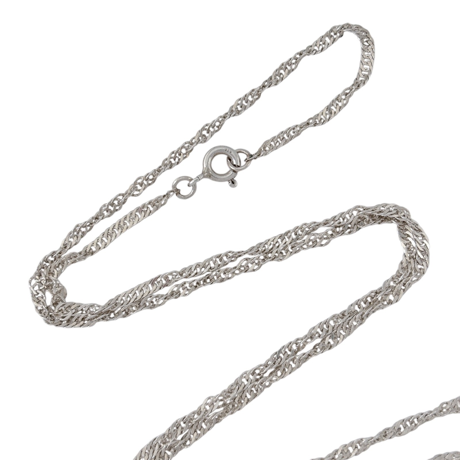 Vintage Sterling Silver 925 Singapore Chain Necklace 21.5″