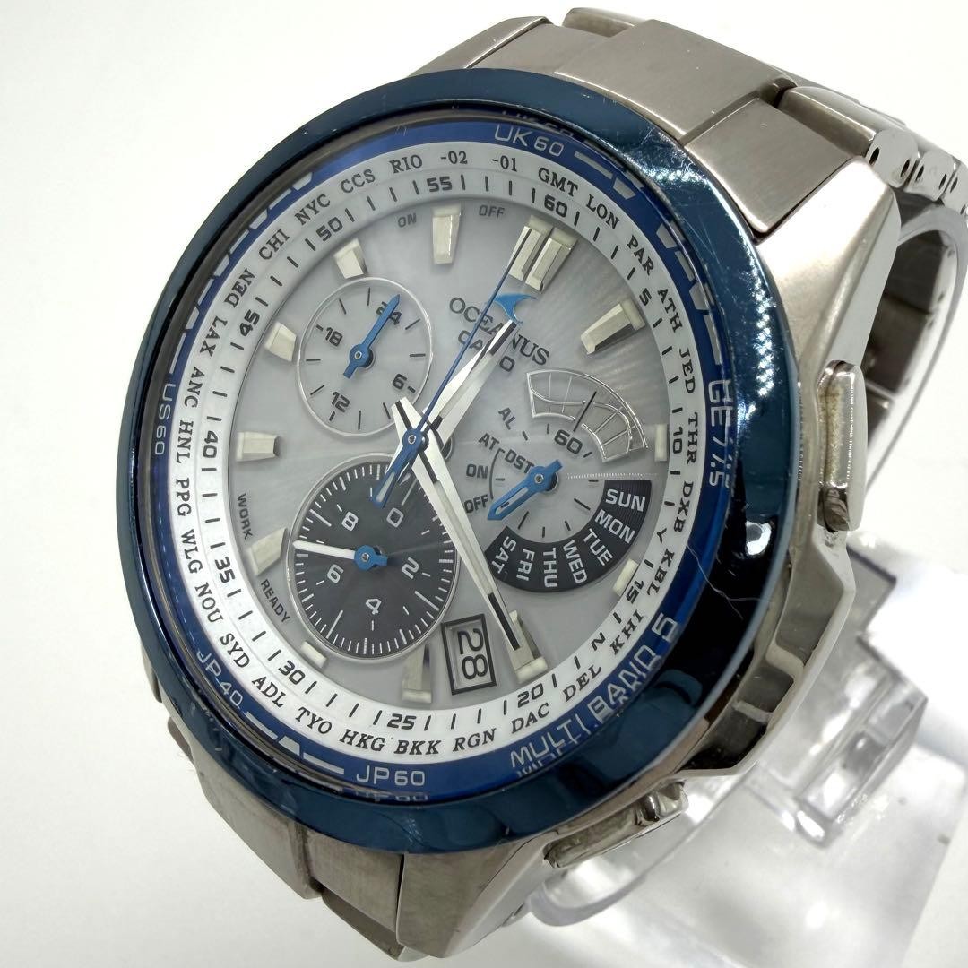 Working CASIO Oceanus Men’s Watch White Dial Solar Blue