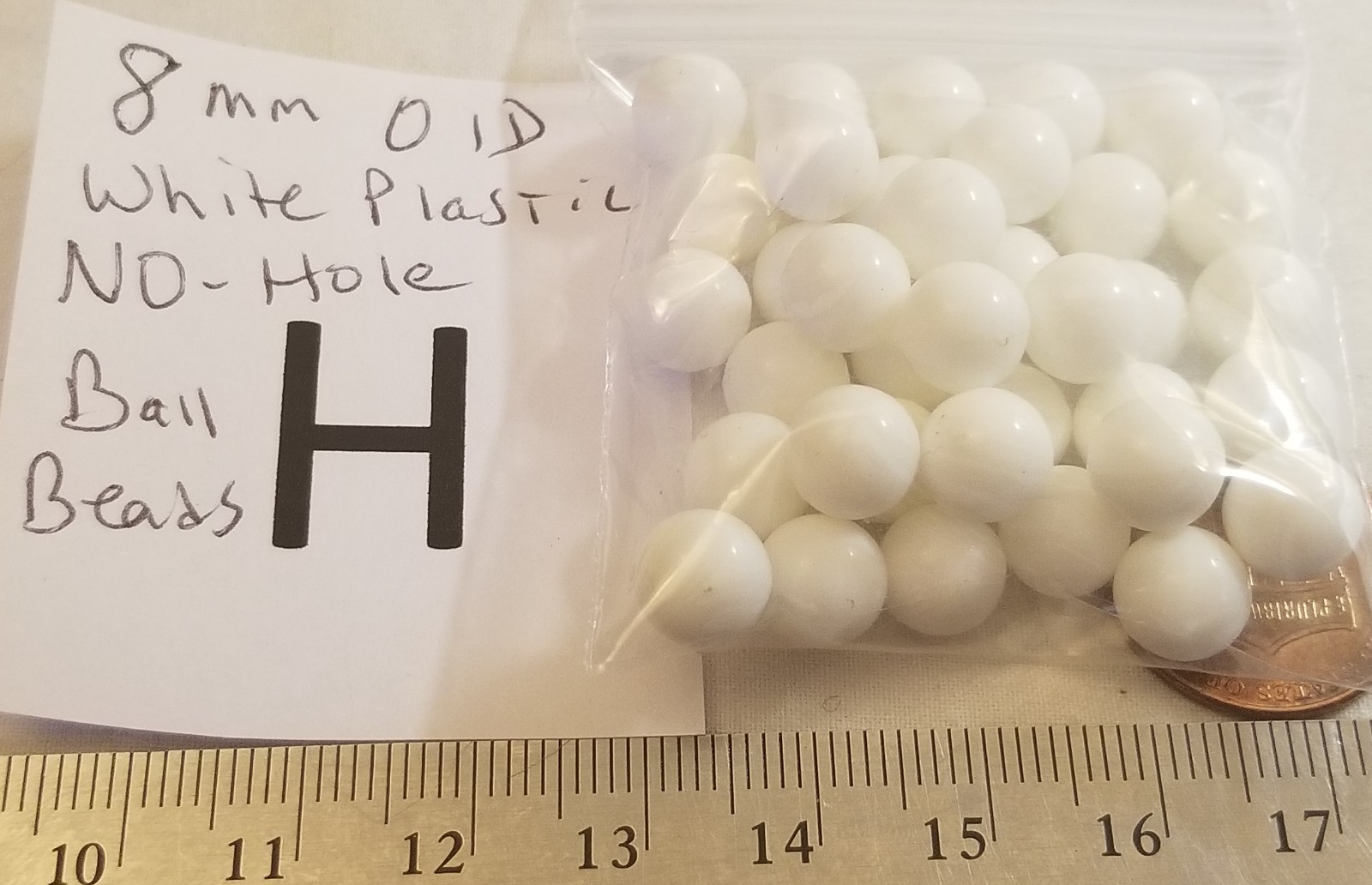 Vtg No Hole Mix White Glass & Plastic Ball Bead Jewelry Repair Craft Rhinestone