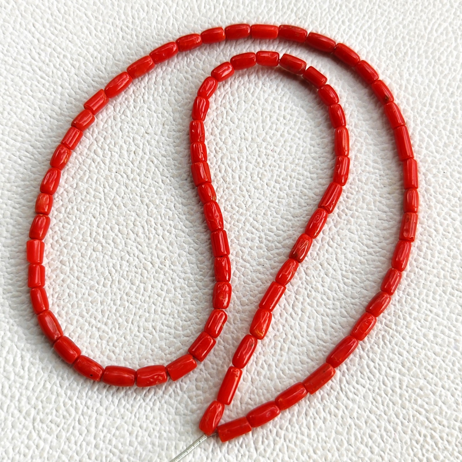 Italian Red Coral Gems 6-7mm Smooth Tube Pipe Spacer Beads 16″ Strand Jewelry