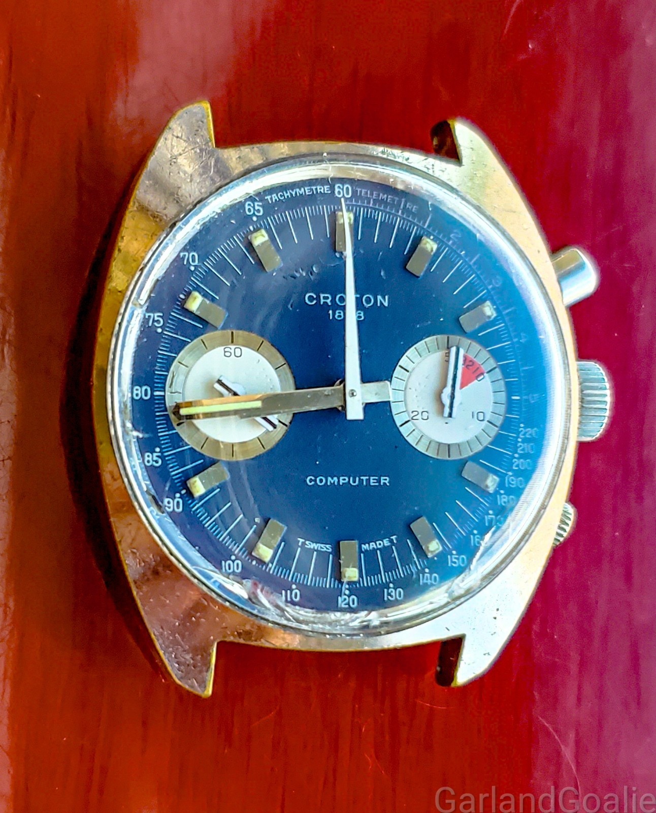 Rare Blue Croton Computer Swiss Made Valjoux 7733 Chronograph – For Repair