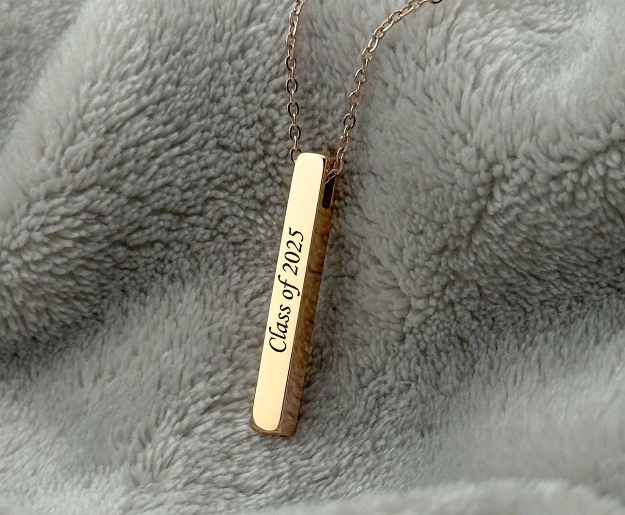 Class of 2025 Graduation Necklace with engraving, Personalized 3D Vertical Bar