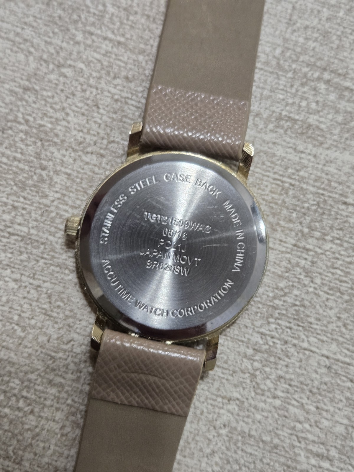 Accutime Watch Corp TGT21509WAC Gold Tone Heart Dial Beige Strap Quartz Watch