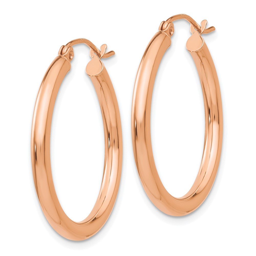 10k Rose Gold Polished 2.5mm Lightweight Tube Hoop Earrings Gift For Mom