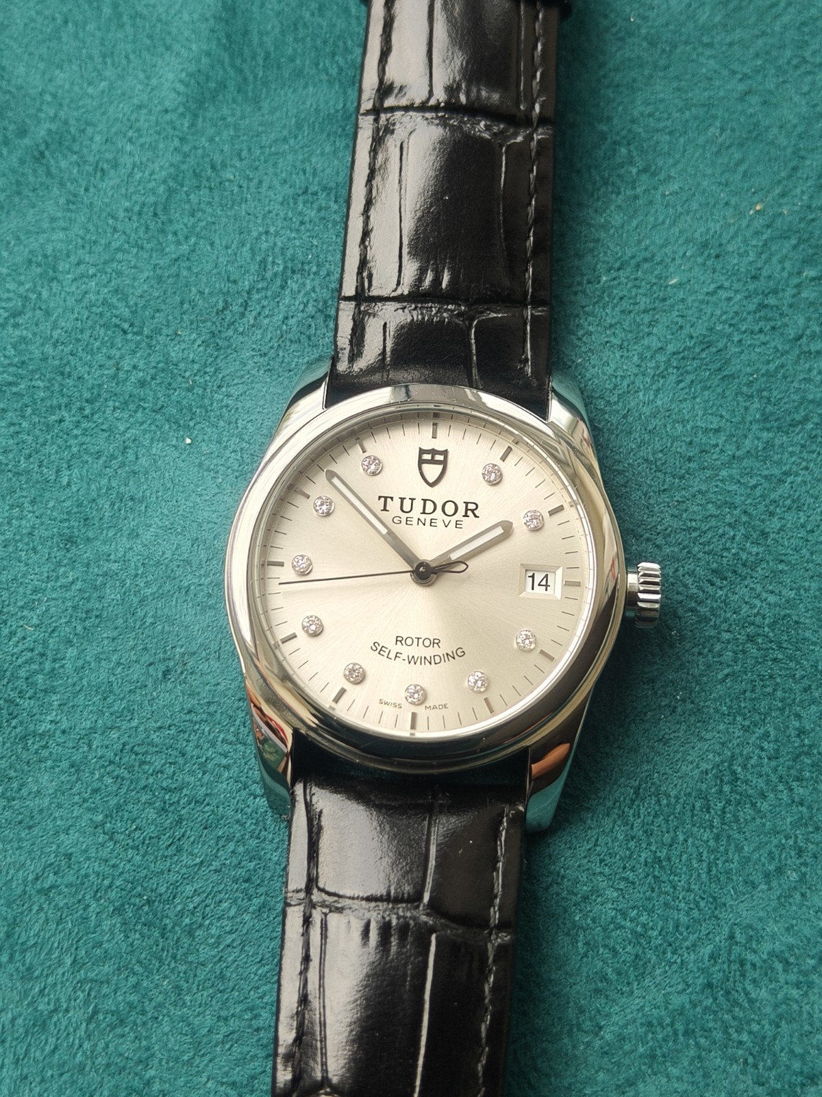 Tudor Glamour Date 55000 Silver Sunray Dial 10 Diamond Dots 36mm Mint Condition