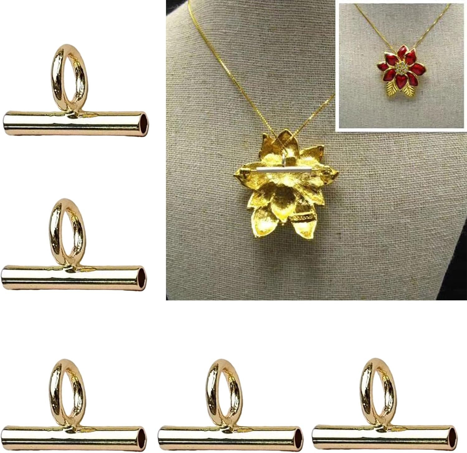 Convertible Necklace and Brooch Adapter Pin to Pendant Jewelry Accessory, Silver