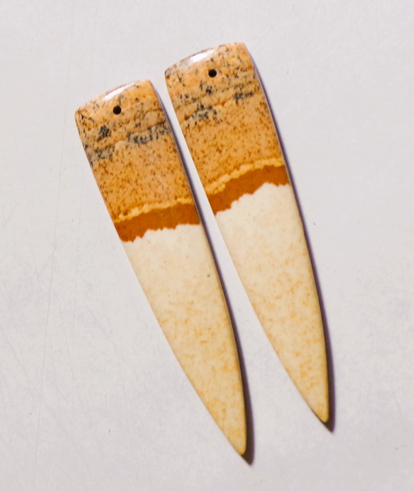 42.05 Cts Natural Picture Jasper Drilled Cabochon Match Pair Gemstone 53X12MM 24