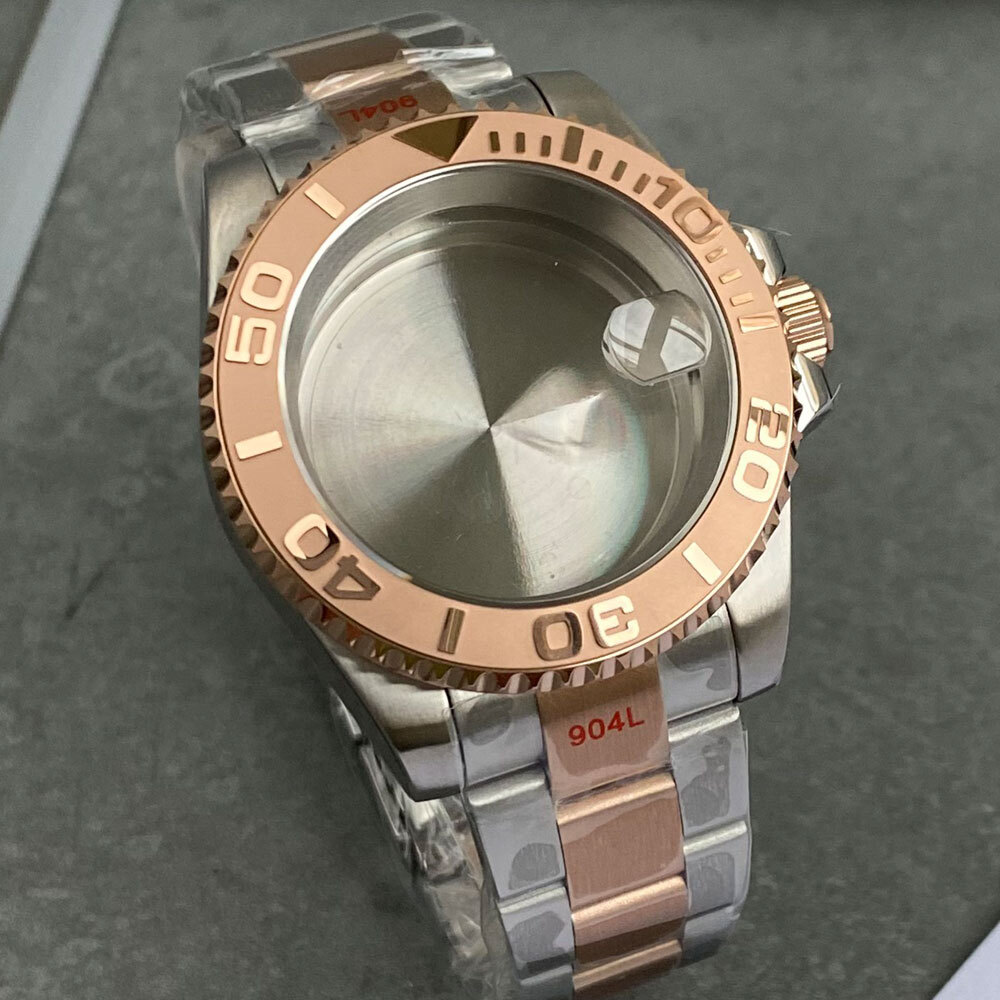 40mm Two Tone Rose Gold 20ATM Diver Watch Case fit NH35 NH34 NH36 ETA2824 PT5000