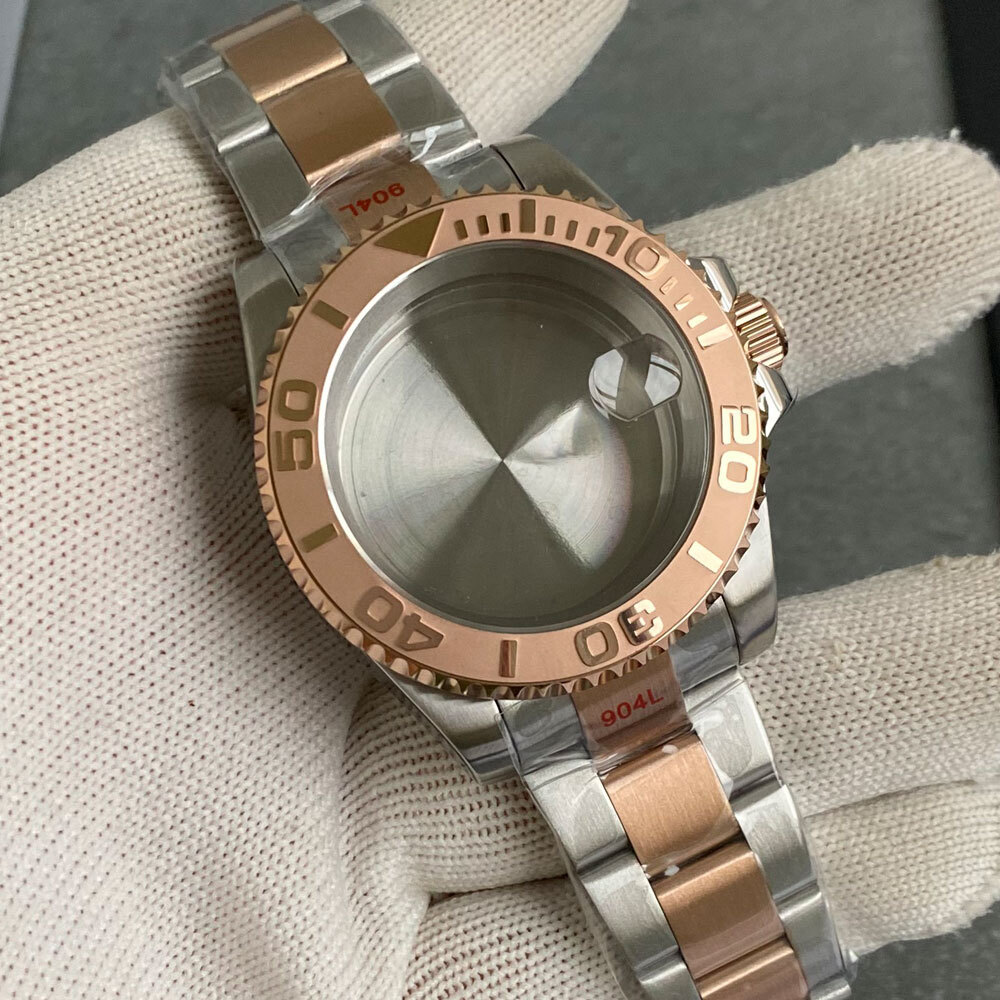 40mm Two Tone Rose Gold 20ATM Diver Watch Case fit NH35 NH34 NH36 ETA2824 PT5000