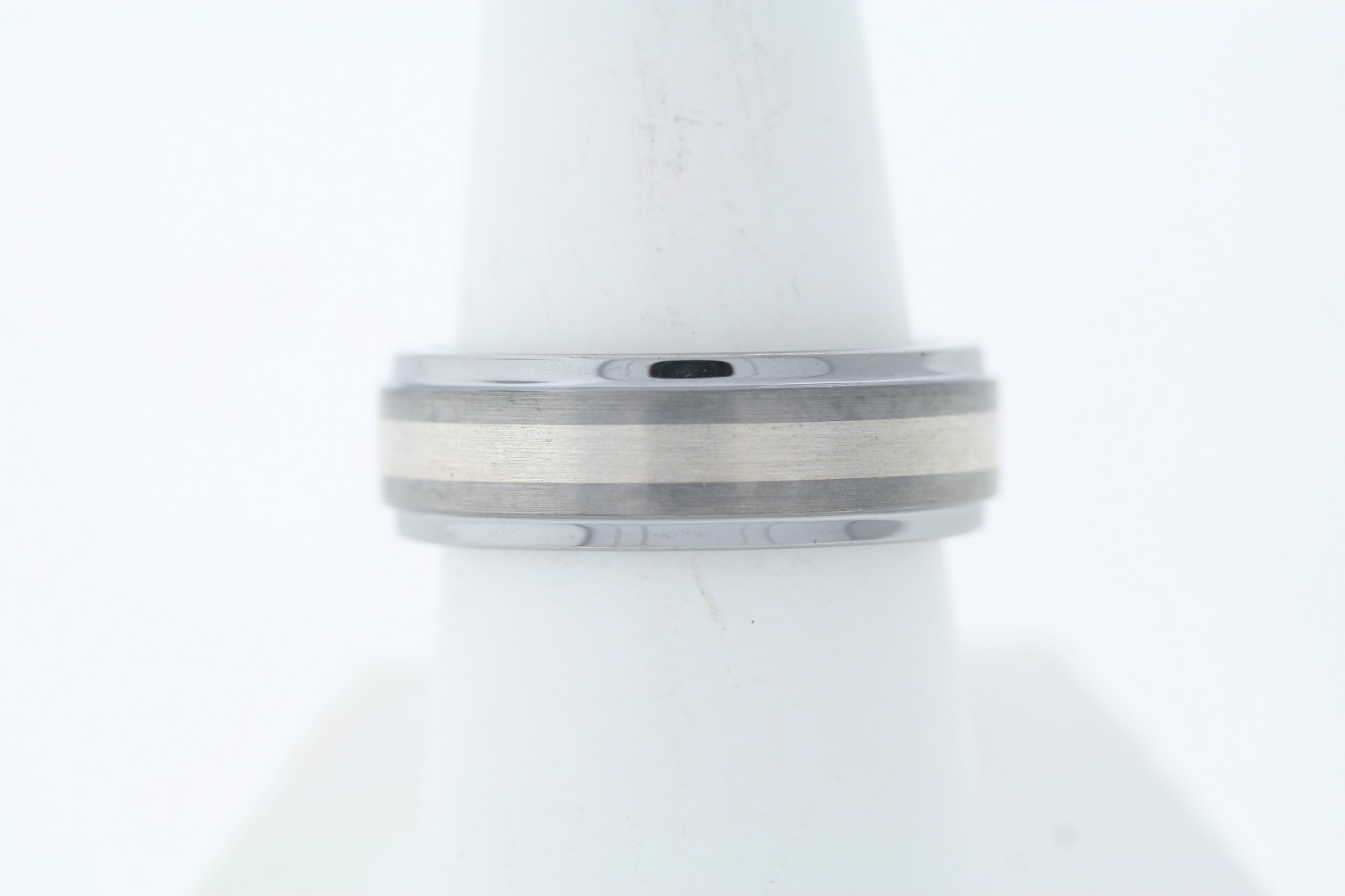 TRITON Tungsten Carbide & Sterling Silver Two-Tone 7mm Step Edge Band Ring