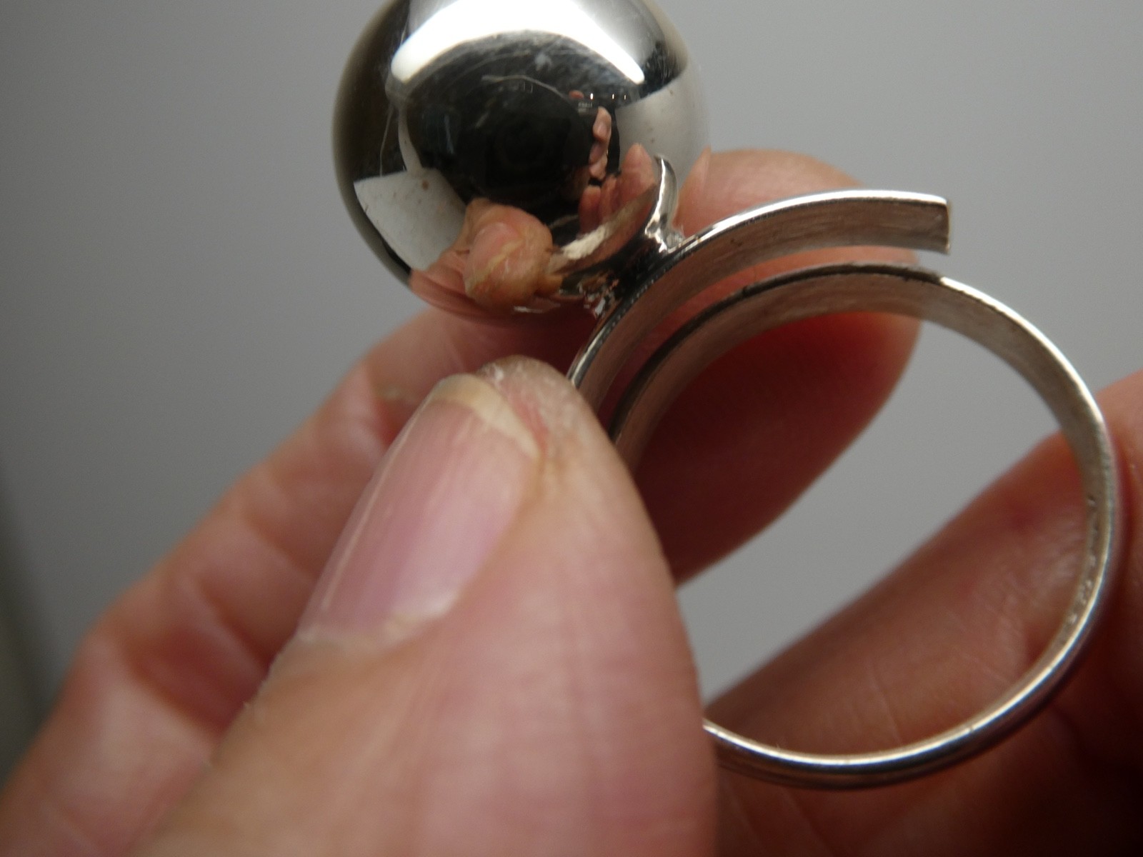 Mexico Signed TN-52 Harmony Jingle BALL Sterling 925 Adjustable RING 7 to 9