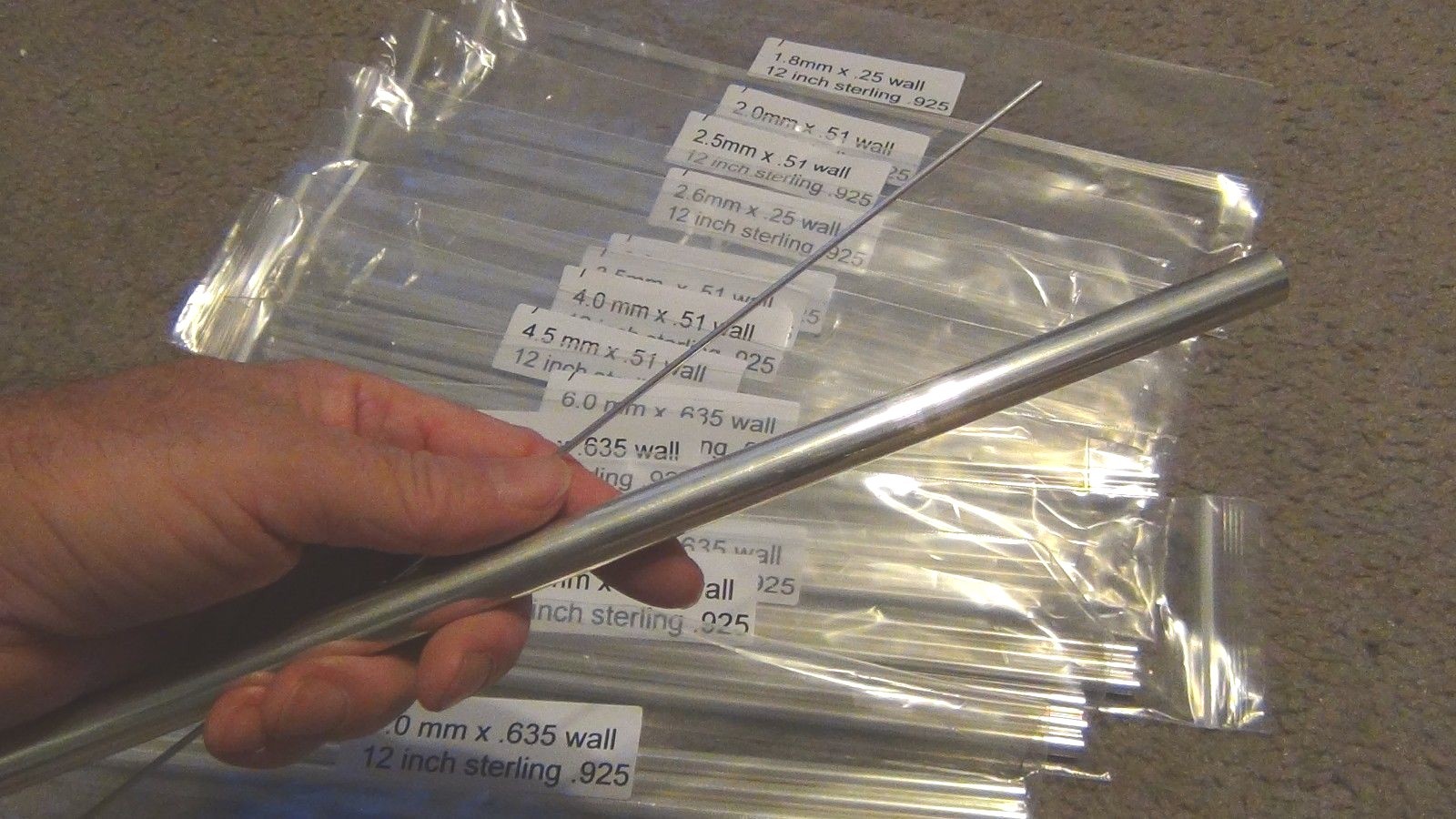 New 925 Sterling silver thick hollow round tubes 12 inch long tube choose size