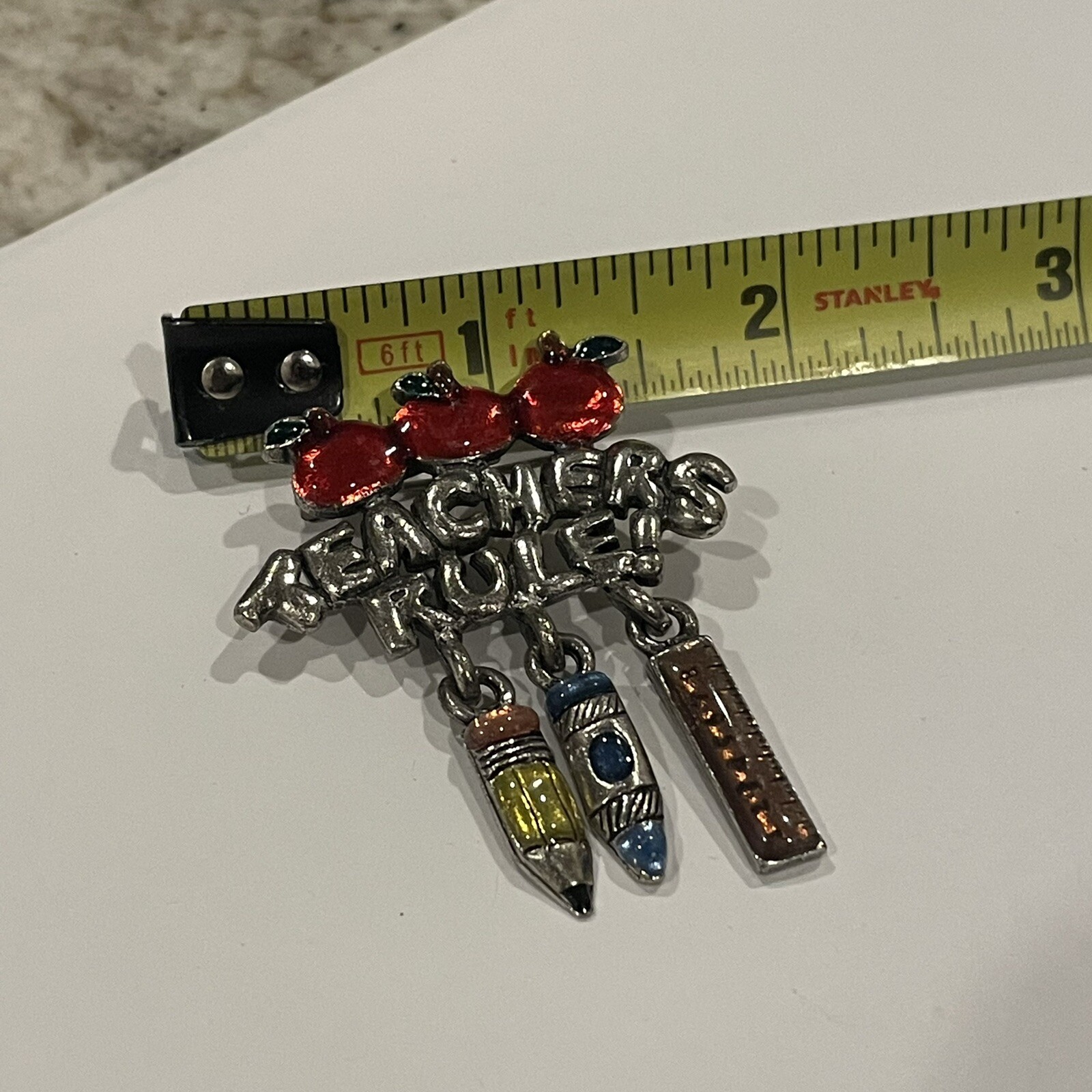 Signed AJMC Brooch Pin Teachers Rule Teacher