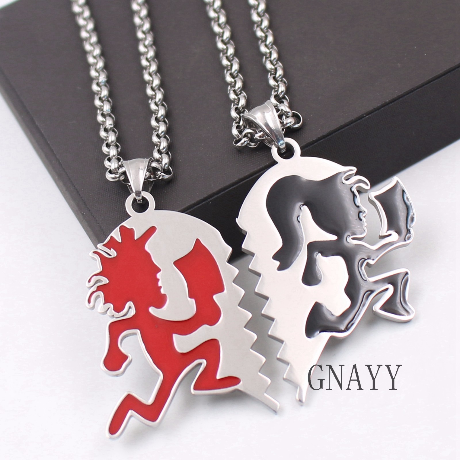 Hatchetman Twiztid red Juggalo black Juggalette Heart 1set lover necklace