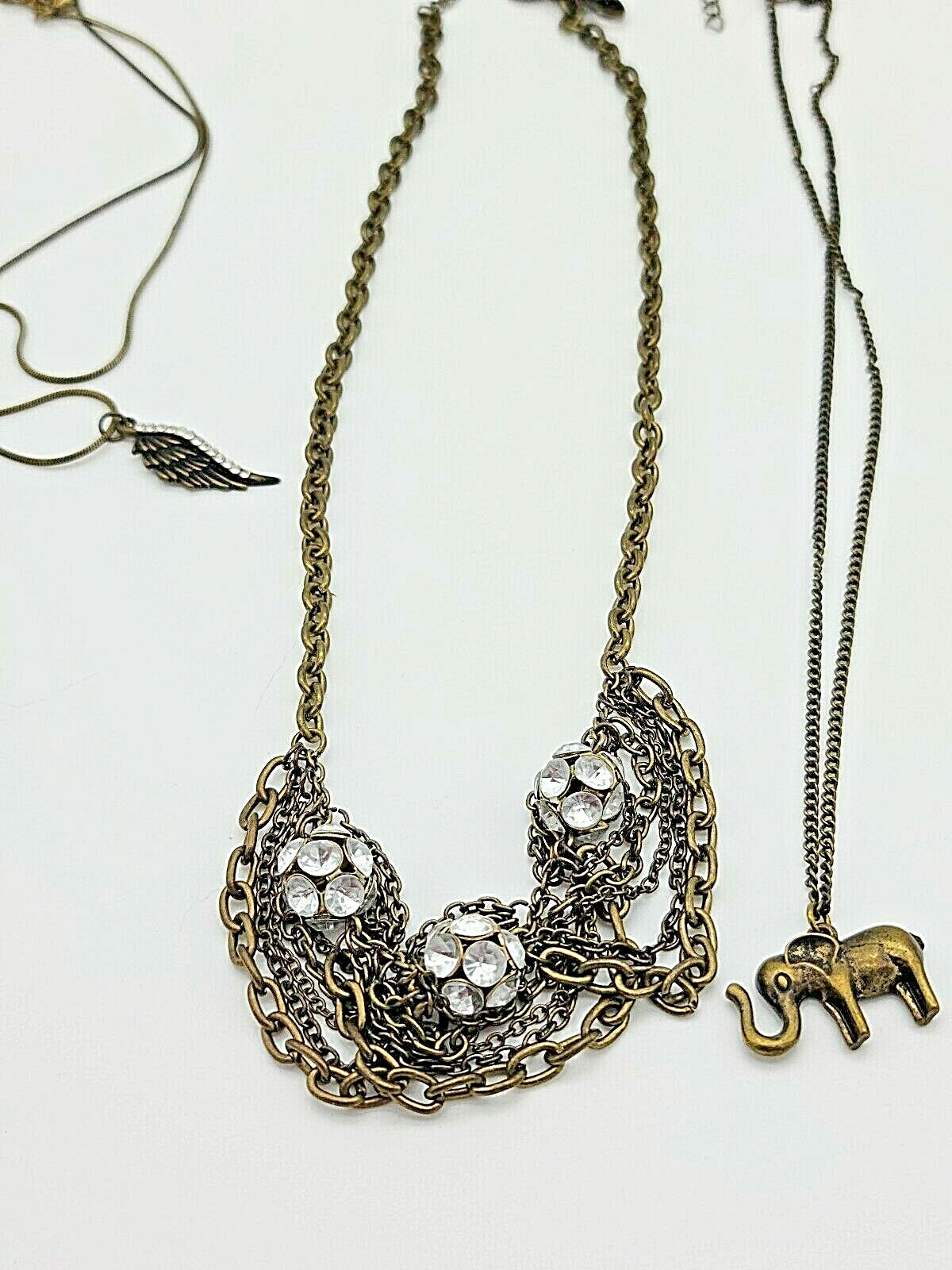 Assorted Set of 3 Antique Bronze Necklaces, As Pictured