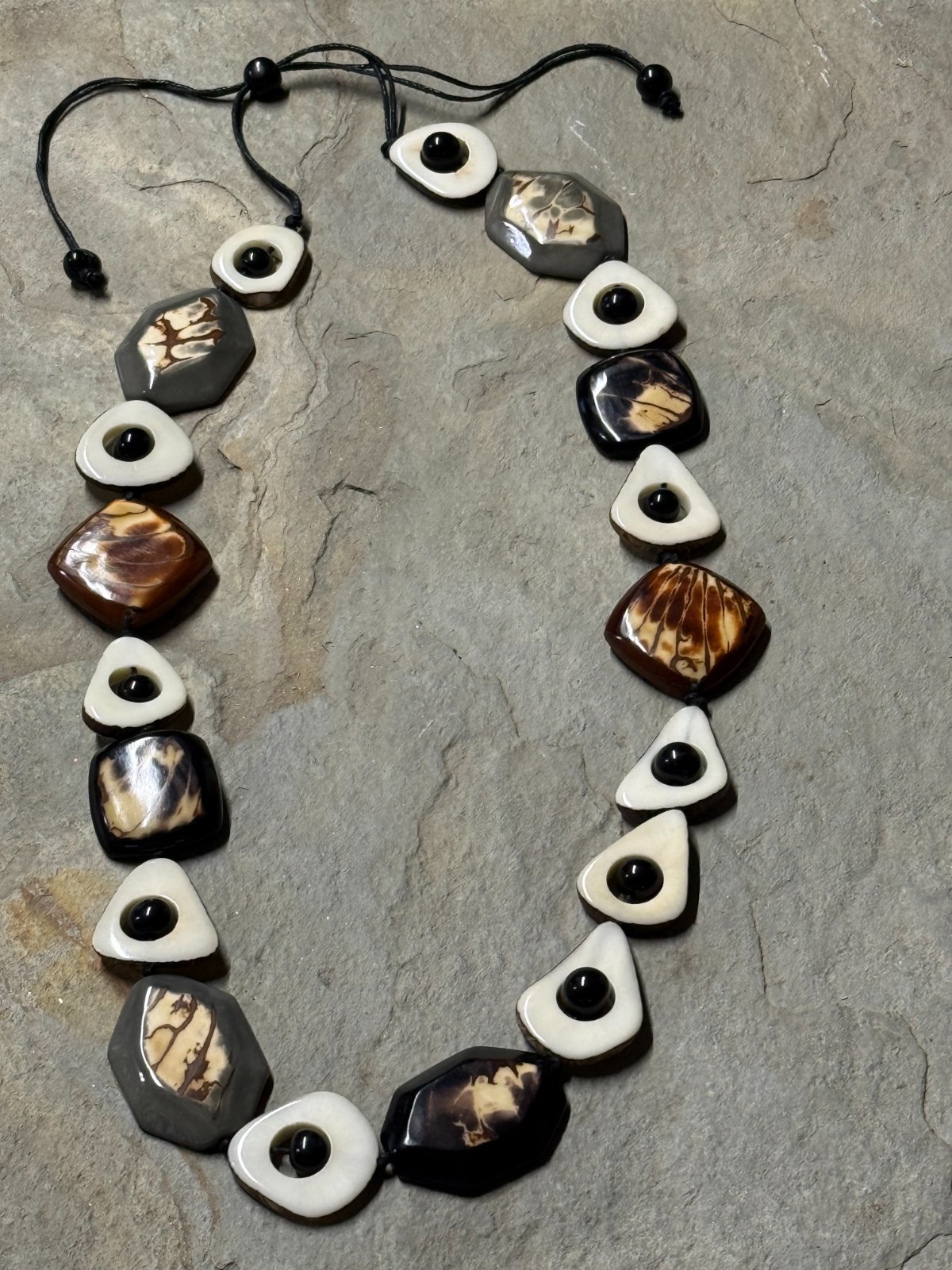 TAGUA NUT “CELINA” NECKLACE ORGANIC ARTISAN HANDMADE BOHO STATEMENT JEWELRY NEW